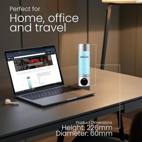 Hydrogen Pro Water Bottle – 8000PPB H2, SPE/PEM, OLED Display, Dual Mode (5/10 Min), USB-C Rechargeable – Portable Hydrogen Generator for Wellness, Recovery, Gym & Gift (Silver) in Saudi Arabia