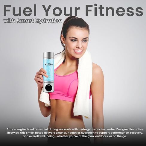 Hydrogen Pro Water Bottle – 8000PPB H2, SPE/PEM, OLED Display, Dual Mode (5/10 Min), USB-C Rechargeable – Portable Hydrogen Generator for Wellness, Recovery, Gym & Gift (Silver) in Saudi Arabia