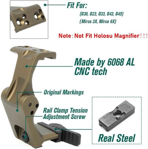 مكبر G33 G43 G45 3X 5X ومجموعة تركيب FTC QD مقاس 2.26 بوصة مع قاعدة قياسية وحامل فاصل، من أجل رؤية النقطة الحمراء، الإصدار السريع وآلية الوجه إلى المركز، يناسب التركيب القياسي لنظام السكك الحديدية الموافقة المسبقة عن علم مقاس 20 مم in Kuwait