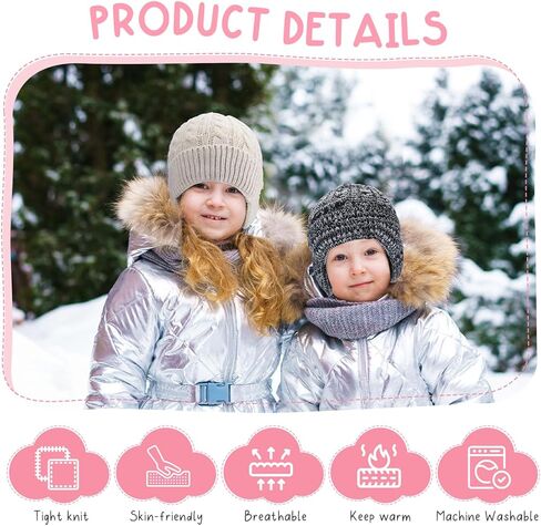3 Pack Hats with Earflaps for Kids, Knitted Beanie Fleece Lined Winter Hat for 3-8 Girls Boys in Saudi Arabia