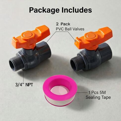 صمامات كروية PVC مقاس 1/2 بوصة (عبوة من قطعتين)، صمام إغلاق PVC ملولب أنثى مقاس 1/2 بوصة أنثى × ذكر، صمام PVC مقاس 1/2 بوصة لمشروع المياه وحمام السباحة ومضخة الصرف الصحي ونظام الري in Saudi Arabia