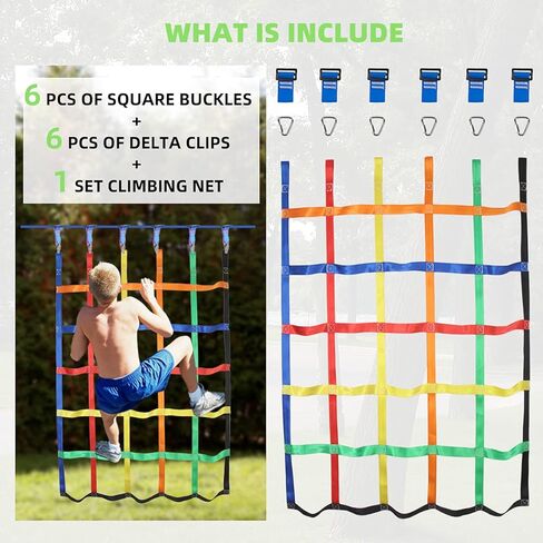 Climbing Net for Kids Outdoor,Climbing Cargo Net Kids Playground,Ninja Line Accessories For Ninja Warrior Obstacle Course For Kids,Climbing Rope Ladder for Ninja Slackline&Jungle Gyms Backyard in Saudi Arabia