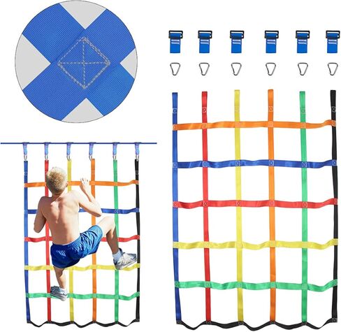 Climbing Net for Kids Outdoor,Climbing Cargo Net Kids Playground,Ninja Line Accessories For Ninja Warrior Obstacle Course For Kids,Climbing Rope Ladder for Ninja Slackline&Jungle Gyms Backyard in Saudi Arabia