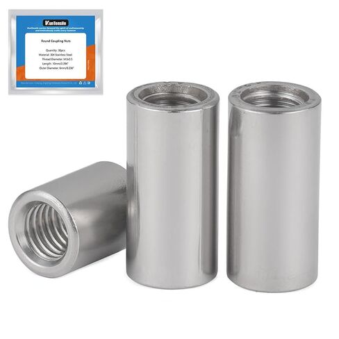 30 Pcs Round Coupling Nut, M5 x 0.8 Connecting Nuts 20mm/0.79" Length 304 Stainless Steel Threaded Round Connector Nuts, M5 x 8 x 20mm in Saudi Arabia