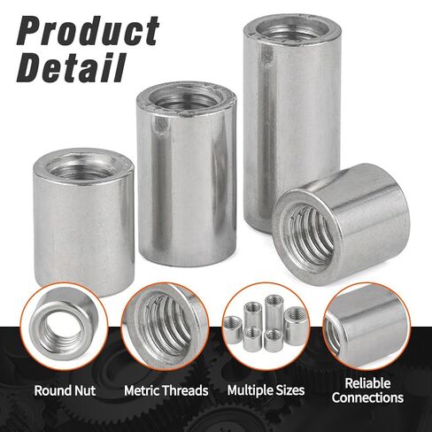 30 Pcs Round Coupling Nut, M5 x 0.8 Connecting Nuts 20mm/0.79" Length 304 Stainless Steel Threaded Round Connector Nuts, M5 x 8 x 20mm in Saudi Arabia