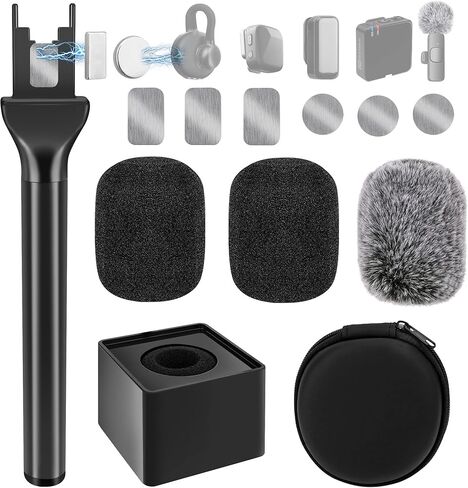 Geekria for Creators MicHandle for DJI Mic3, Microphone Holder Compatible with Hollyland Lark M2S, Rode Wireless GO Lavalier Mic, Magnetic MicStand with 3 Pop Filter for Vlogging, Reports in Saudi Arabia