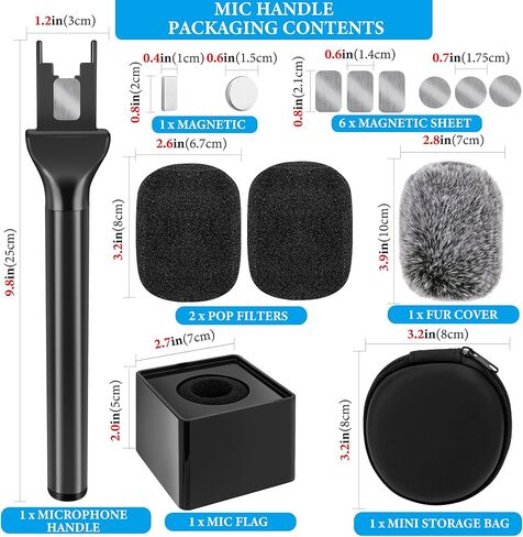 Geekria for Creators MicHandle for DJI Mic3, Microphone Holder Compatible with Hollyland Lark M2S, Rode Wireless GO Lavalier Mic, Magnetic MicStand with 3 Pop Filter for Vlogging, Reports in Saudi Arabia