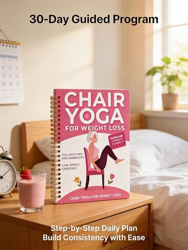 30-Day Chair Yoga Guide Book for Beginners, 60 Workouts for Weight Loss & Flexibility, Spiral Bound Senior Exercise Book(Pink) in Saudi Arabia