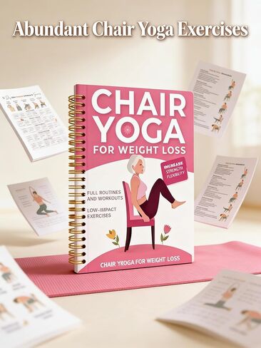 30-Day Chair Yoga Guide Book for Beginners, 60 Workouts for Weight Loss & Flexibility, Spiral Bound Senior Exercise Book(Pink) in Saudi Arabia