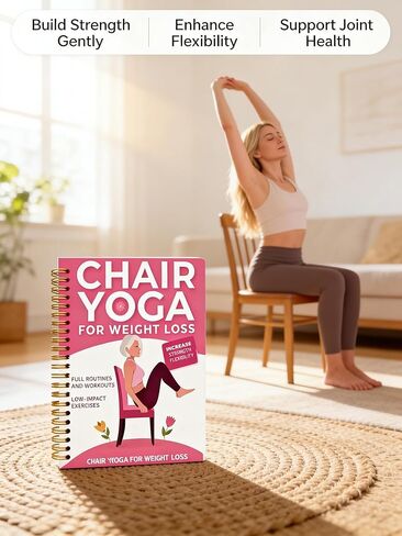 30-Day Chair Yoga Guide Book for Beginners, 60 Workouts for Weight Loss & Flexibility, Spiral Bound Senior Exercise Book(Pink) in Saudi Arabia