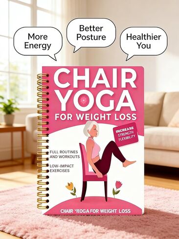 30-Day Chair Yoga Guide Book for Beginners, 60 Workouts for Weight Loss & Flexibility, Spiral Bound Senior Exercise Book(Pink) in Saudi Arabia