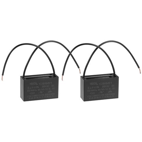 uxcell Ceiling Fan Capacitor CBB61 6uF 250V AC 2 Wires Metallized Polypropylene Film Capacitor 47x29x18mm for Electric Fan Pump Motor Generator 2Pcs in Saudi Arabia
