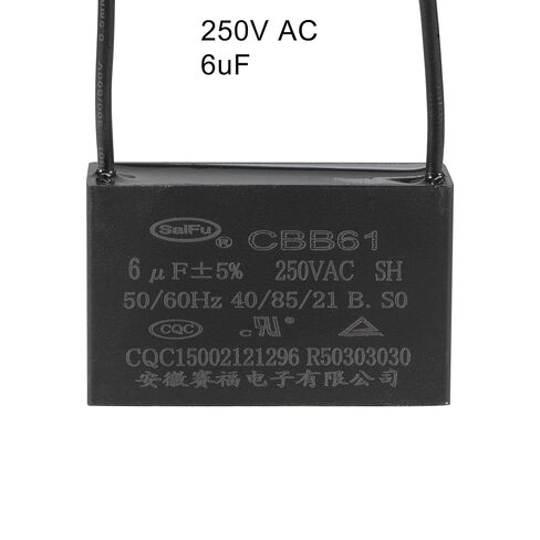 uxcell Ceiling Fan Capacitor CBB61 6uF 250V AC 2 Wires Metallized Polypropylene Film Capacitor 47x29x18mm for Electric Fan Pump Motor Generator 2Pcs in Saudi Arabia