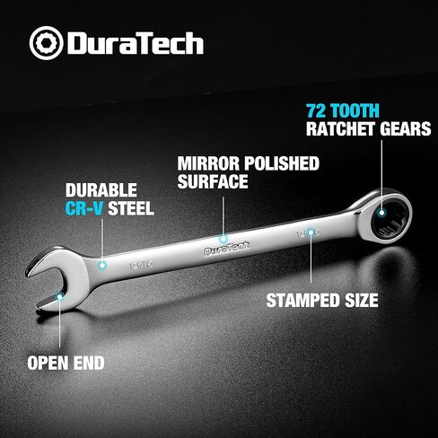 مفتاح ربط بسقاطة 15/16 بوصة من DURATECH، SAE، 72 سنًا، 12 نقطة، CR-V مصنوع من طلاء مرآة in Saudi Arabia