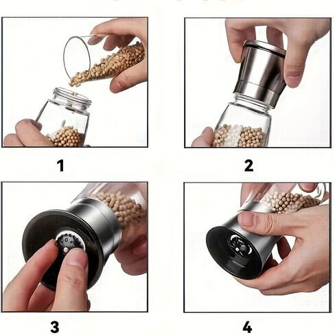 1/2pcs Stainless Steel Pepper Mill, Manual Sea Salt Mill, Home Kitchen Grinder, Refillable Peppercorn Grinding Device, Pepper Crusher, Kitchen Tools, Kitchen Essentials (1pcs) in Saudi Arabia