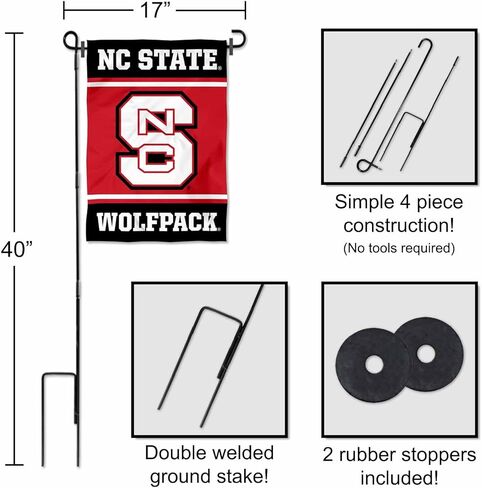 North Carolina State Wolfpack Garden Flag with Stand Holder in Saudi Arabia