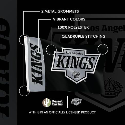 Desert Cactus Los Angeles Kings Flag NHL 100% Polyester Indoor Outdoor 3x5 feet National Hockey League Team Flags LA (Team Name #2) in Saudi Arabia