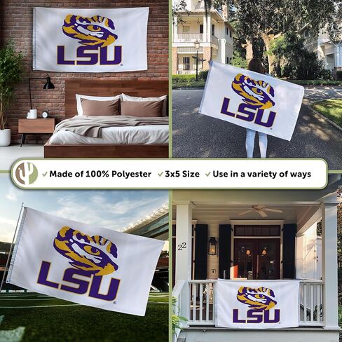 صبار الصحراء LSU 100% بوليستر للاستخدام الداخلي والخارجي مقاس 3x5 أقدام لافتة Tigers Geaux Louisiana State University (Flag G) in Saudi Arabia