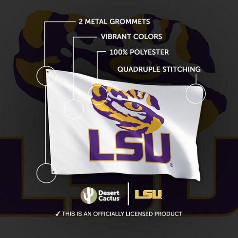 صبار الصحراء LSU 100% بوليستر للاستخدام الداخلي والخارجي مقاس 3x5 أقدام لافتة Tigers Geaux Louisiana State University (Flag G) in Saudi Arabia