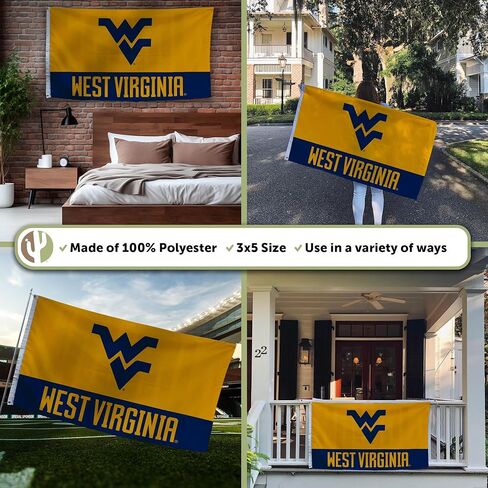 Desert Cactus West Virginia University WVU Flag - 3 x 5 Feet Mountaineers Banner, Indoor/Outdoor Durable Fabric, 100% Polyester Design (Style 8) in Saudi Arabia