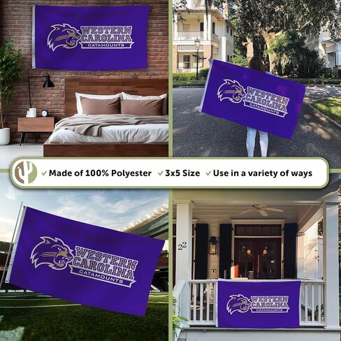 Desert Cactus Western Carolina University WCU Flag - 3 x 5 Feet Catamounts Banner, Indoor/Outdoor Durable Fabric, 100% Polyester Design (Style 2) in Saudi Arabia