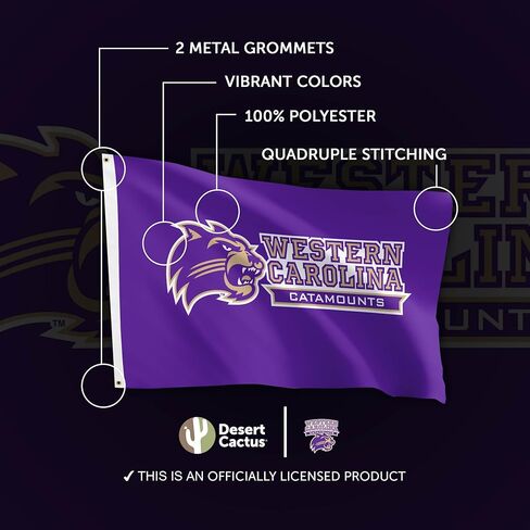 Desert Cactus Western Carolina University WCU Flag - 3 x 5 Feet Catamounts Banner, Indoor/Outdoor Durable Fabric, 100% Polyester Design (Style 2) in Saudi Arabia