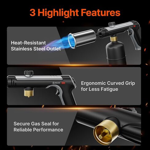 SUNCOZE Propane Torch Blowtorch with One-Touch Max Fire, 3272F Flame Thrower Gun with Adjustable Flame & Safety Lock, Powerful Torch for Searing Steak, Charcoal Lighter (Tank Not Included) in Saudi Arabia