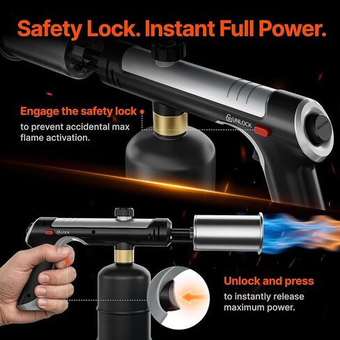 SUNCOZE Propane Torch Blowtorch with One-Touch Max Fire, 3272F Flame Thrower Gun with Adjustable Flame & Safety Lock, Powerful Torch for Searing Steak, Charcoal Lighter (Tank Not Included) in Saudi Arabia
