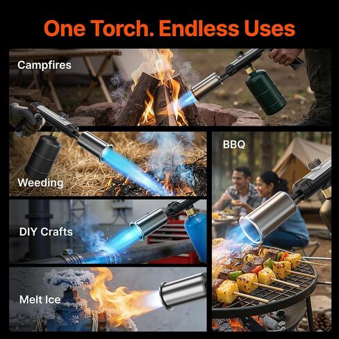 SUNCOZE Propane Torch Blowtorch with One-Touch Max Fire, 3272F Flame Thrower Gun with Adjustable Flame & Safety Lock, Powerful Torch for Searing Steak, Charcoal Lighter (Tank Not Included) in Saudi Arabia
