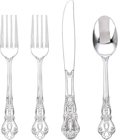 40PCS Gold Plastic Silverware - Heavy Duty Elegant Disposable Utensils - Gold Plastic Cutlery Set Includes 20 Forks, 10 Spoons, 10 Knives for Dinner, Parties, Weddings in Saudi Arabia
