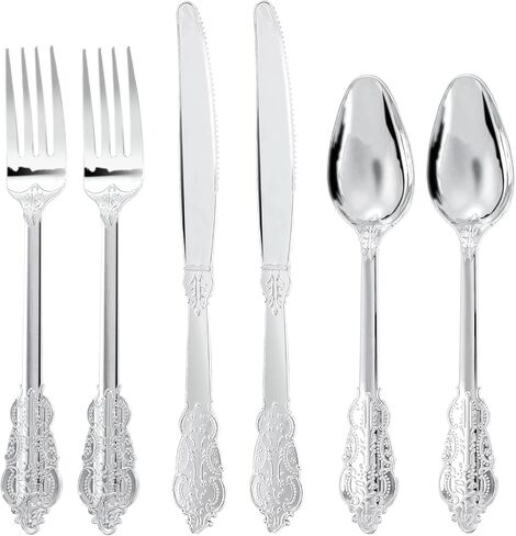 40PCS Gold Plastic Silverware - Heavy Duty Elegant Disposable Utensils - Gold Plastic Cutlery Set Includes 20 Forks, 10 Spoons, 10 Knives for Dinner, Parties, Weddings in Saudi Arabia