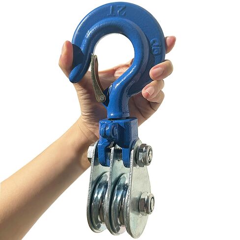 2 Ton Snatch Block with 360 Degree Swivel Hook Double Pulley for 3/8" Wire Rope Heavy Duty Pulley Lifting Block for Traction Truck Small Lifting Trolley Winch Parts (2 ton,1) in Saudi Arabia