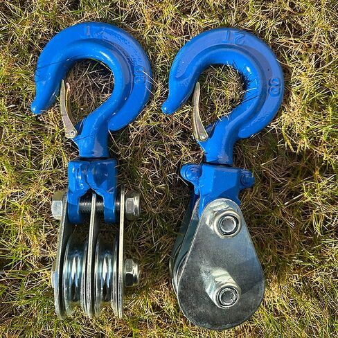 2 Ton Snatch Block with 360 Degree Swivel Hook Double Pulley for 3/8" Wire Rope Heavy Duty Pulley Lifting Block for Traction Truck Small Lifting Trolley Winch Parts (2 ton,1) in Saudi Arabia