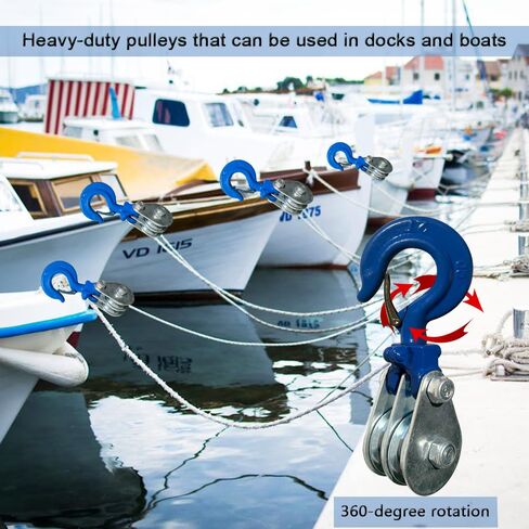 2 Ton Snatch Block with 360 Degree Swivel Hook Double Pulley for 3/8" Wire Rope Heavy Duty Pulley Lifting Block for Traction Truck Small Lifting Trolley Winch Parts (2 ton,1) in Saudi Arabia