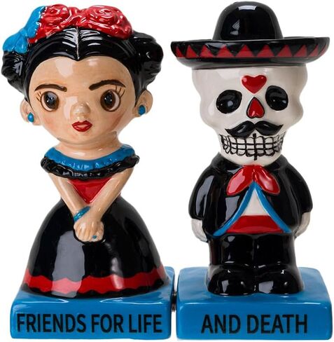 مجموعة هدايا المحيط الهادئ Día de Los Muertos مستوحاة من الملح والفلفل الهزاز للأصدقاء للحياة والموت طاولة طعام المطبخ ديكور المنزل 3.9 بوصة ارتفاع in Saudi Arabia
