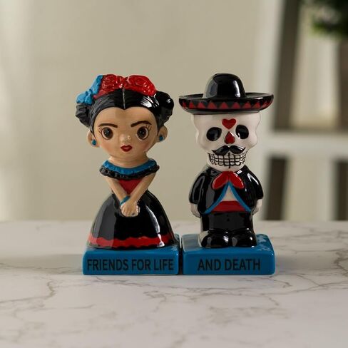 مجموعة هدايا المحيط الهادئ Día de Los Muertos مستوحاة من الملح والفلفل الهزاز للأصدقاء للحياة والموت طاولة طعام المطبخ ديكور المنزل 3.9 بوصة ارتفاع in Saudi Arabia