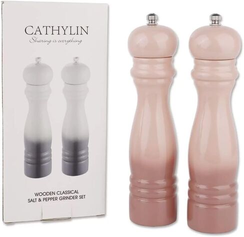 Salt and Pepper Grinder Set, 8.5 Inch, Pink/Grey Gradient Classical Design, 2-Piece (Pink) in Saudi Arabia