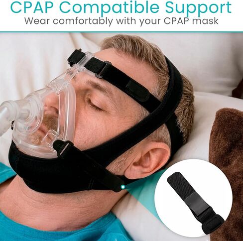 Vive Anti Snore Chin Strap for Sleeping - Stop Snoring Solution for CPAP Users - Airflow Head Band Device for Sleep Apnea Relief - Breathe Right, Mouth Breathing Prevention Accesories (Black) in Saudi Arabia