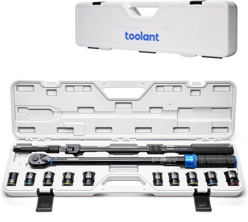toolant 13PCS 1/2 Inch Click Torque Wrench Set, Gift for Men, 25-250 FT.-LB/33.9-339.0 Nm, With Breaker Bar & 5-Inch-Extension & 10 Sockets, Tire Repair Tool Set in Saudi Arabia