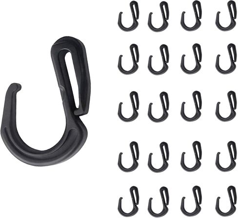 20 PCS Black Plastic S Hooks for Bungee Cord and Cargo Net – Heavy Duty Elastic Rope Clips, Durable Plastic Hooks for Truck Net, Luggage Net, Bike, Garage, Outdoor Equipment in Saudi Arabia