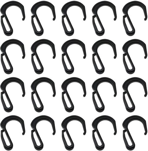 20 PCS Black Plastic S Hooks for Bungee Cord and Cargo Net – Heavy Duty Elastic Rope Clips, Durable Plastic Hooks for Truck Net, Luggage Net, Bike, Garage, Outdoor Equipment in Saudi Arabia