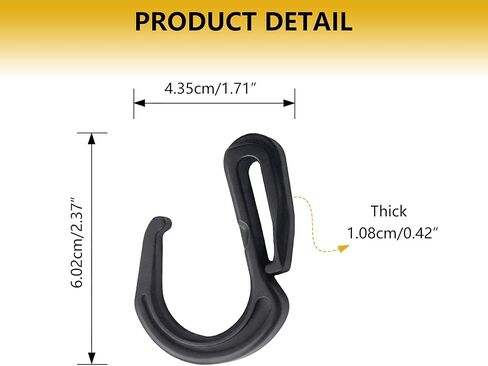 20 PCS Black Plastic S Hooks for Bungee Cord and Cargo Net – Heavy Duty Elastic Rope Clips, Durable Plastic Hooks for Truck Net, Luggage Net, Bike, Garage, Outdoor Equipment in Saudi Arabia