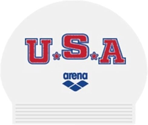 Arena Unisex Adult USA Latex Swim Cap Training and Fitness Swimming Chlorine Protection Secure Fit Reinforced Edge Soft Touch, White/US Team, One Size in Saudi Arabia