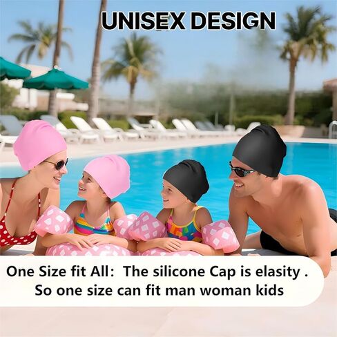 1pc Comfortable Unisex Silicone Swim Cap - Waterproof, Non-Slip, and Elastic - Ideal for Men and Women in Saudi Arabia