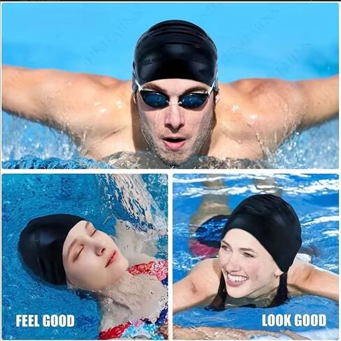 1pc Comfortable Unisex Silicone Swim Cap - Waterproof, Non-Slip, and Elastic - Ideal for Men and Women in Saudi Arabia