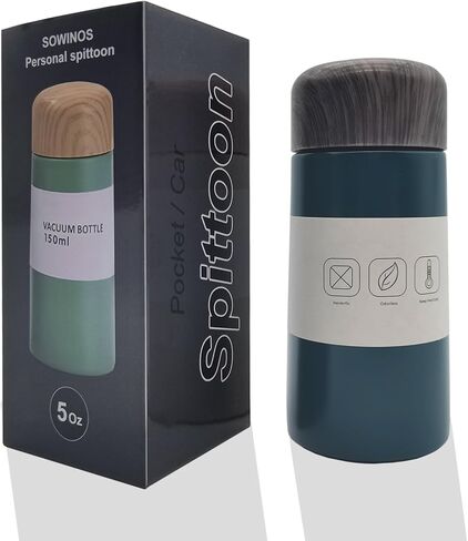 Pocket Spittoon for Spitting, 5 Oz Portable Spit Cup for Chewing - Stainless Steel - Dip Spitting - Wide Mouth - Spill Resistant Spitter (Dark Blue) in Saudi Arabia