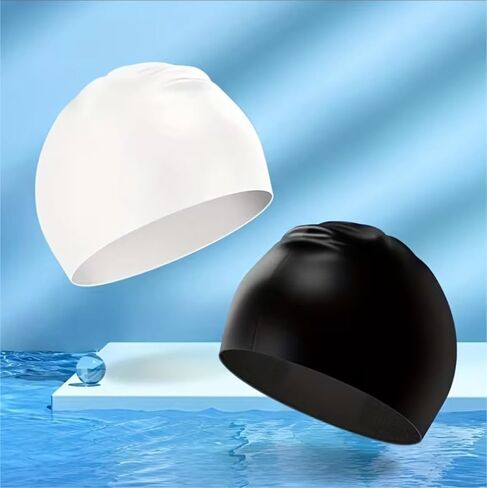 1pc Comfortable Unisex Silicone Swim Cap - Waterproof, Non-Slip, and Elastic - Ideal for Men and Women in Saudi Arabia