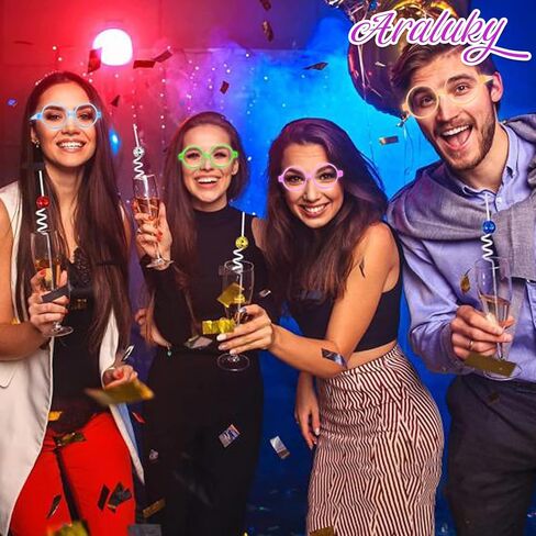 10 عبوات من نظارات النيون المتوهجة، مجموعة نظارات متوهجة في الظلام لتزيين حفلات أعياد الميلاد وحفلات الزفاف in Kuwait