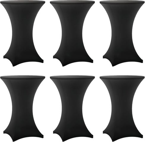 Cocktail Table Covers - 6 Pack 32x43 Inch Table Cloth - Black Fitted Stretch Spandex Round High Top Tablecloth for Party, Bar, Birthday, Pub, Banquet in Saudi Arabia