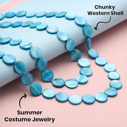 Long Beaded Necklaces for Women - Boho Necklaces for Women Chunky Western Shell- Colorful Beads Beachy Summer Costume Jewelry - Engagement 46 Inches Anniversary Birthday Christmas Gifts for Women in Saudi Arabia